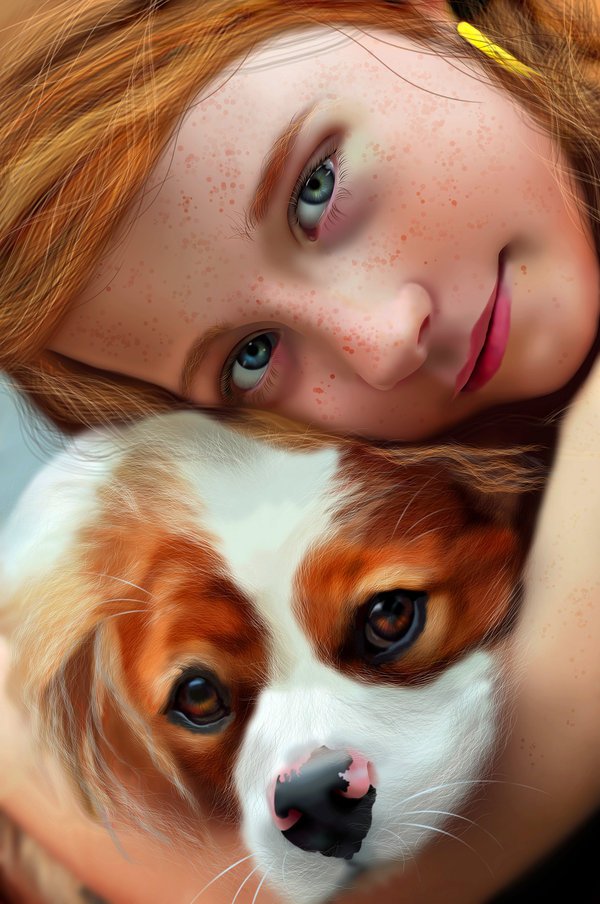 Фото Девочка с собакой