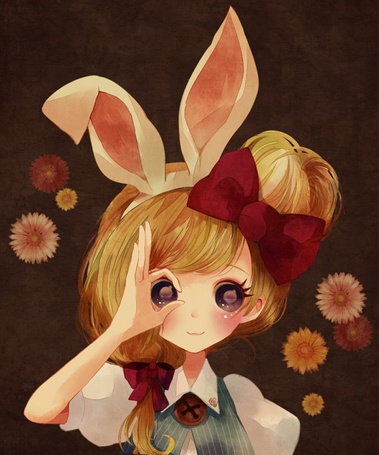 Anime girl with rabbit ears