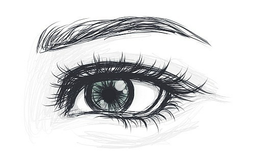 Рисованный женский глаз | Премиум векторы