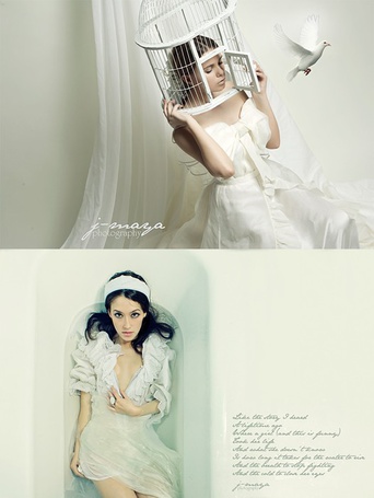 Фото Девушка с клеткой на голове и девушка в ванной (J-maya photography)