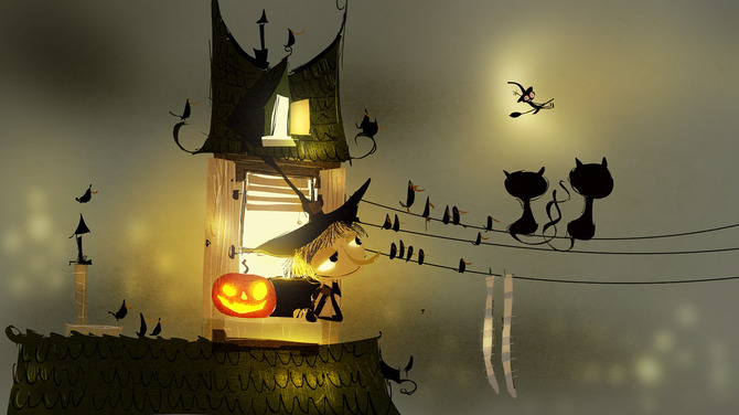 Фото Одинокая ведьма выглядывает из чердачного окна, всматриваясь в ночное небо на кануне хэллоуина, надеясь встретить своего ведьмака, автор Pascal Campion