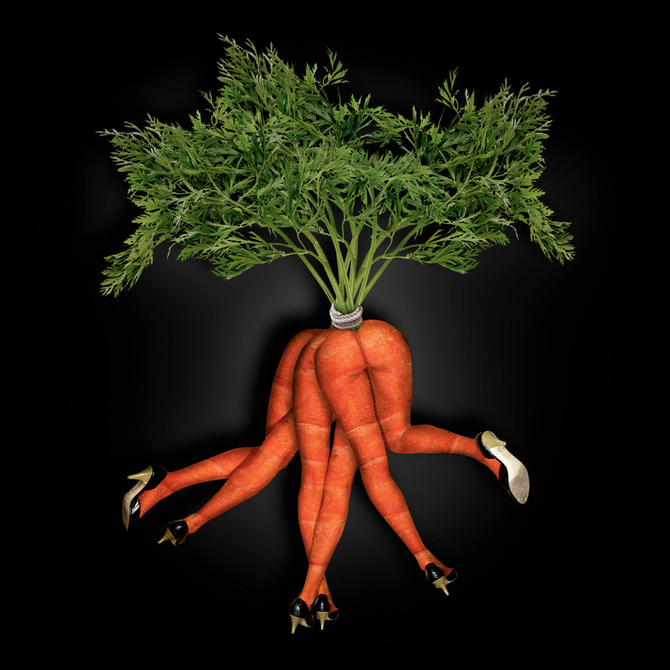 Фото Морковь, напоминающая женские ножки и попки, сюрреалистические работы John Wilhelm / Джон Вильгельм