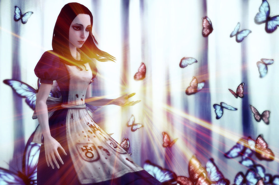 Фото Алиса / Alice в окружении бабочек из компьютерной игры Алиса: Безумие Возвращается / Alice: Madness Returns
