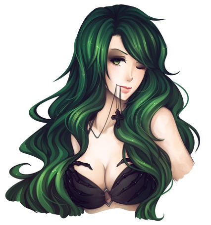 Anime girl with green hair