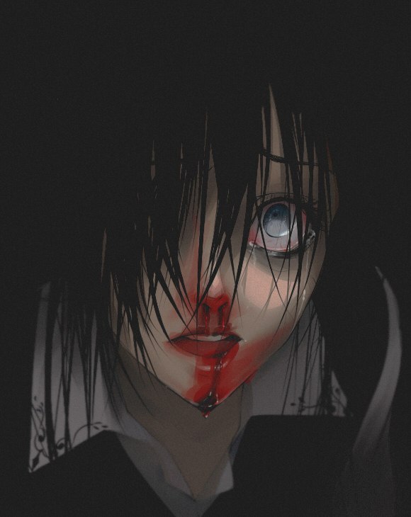 Фото Плачущая девушка, у которой из носа течет кровь