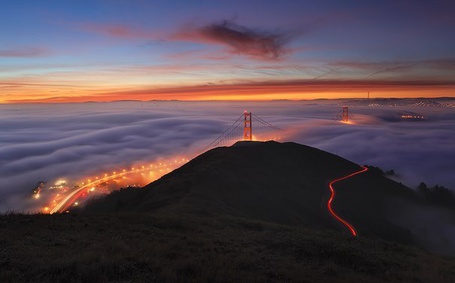 Фото Вид на Сан Франциско / San Francisco и мост Золотые Ворота / Golden Gate Bridge, США / USA