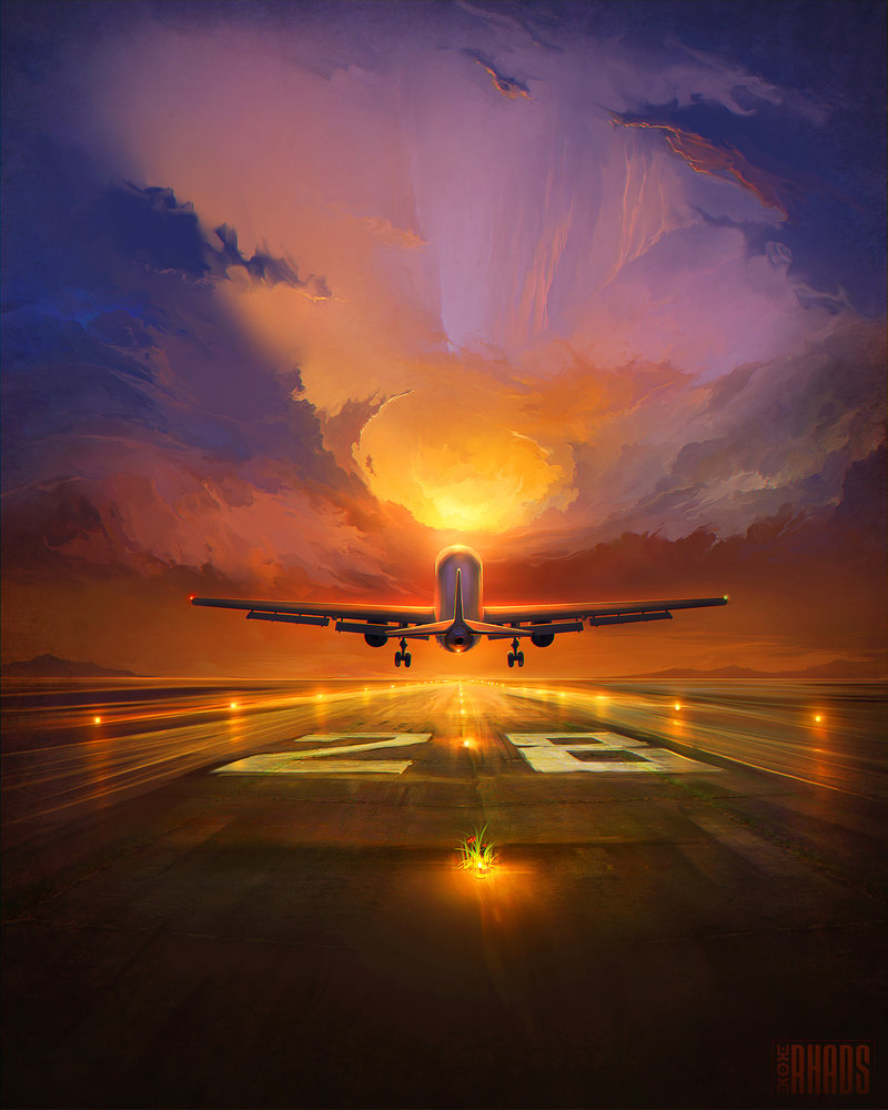 Рисунок самолет в небе