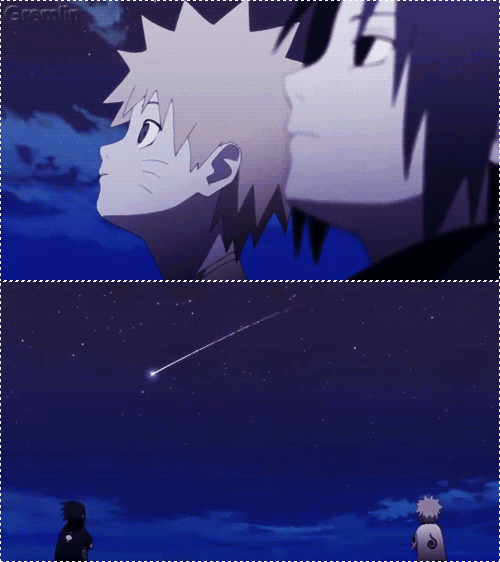 Фото Наруто / Naruto и Саске / Sasuke из аниме Наруто / Naruto загадывают желание на падающую звезду