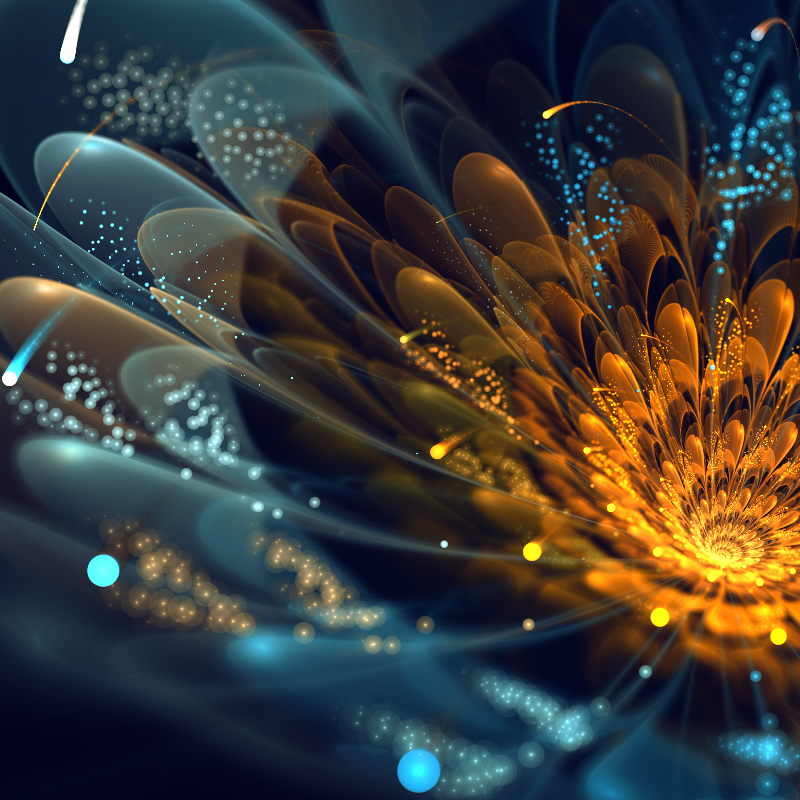Фото Красивый золотисто-синий фрактальный цветок