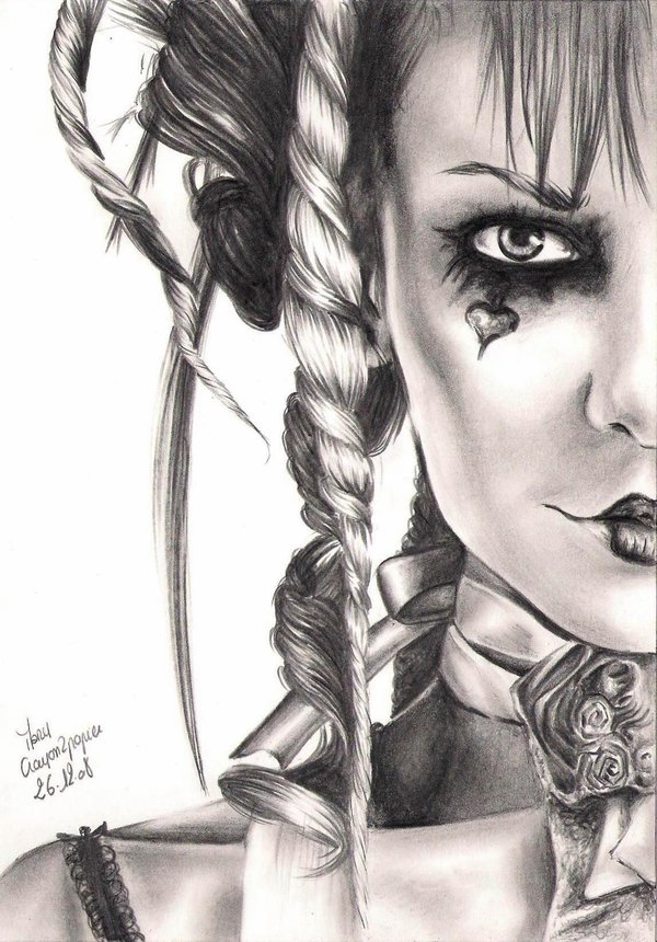 Фото Нарисованная карандашом певица  Эмили Отем / Emilie Autumn