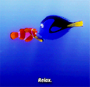 Фото Рыбы в воде, надпись Relax (Эпизод с мультфильма Немо / Nemo)
