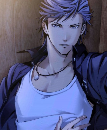 Anime boy leaning against wall