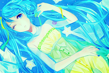 Фото Vocaloid Hatsune Miku / Вокалоид Хатсуне Мику лежит в воде
