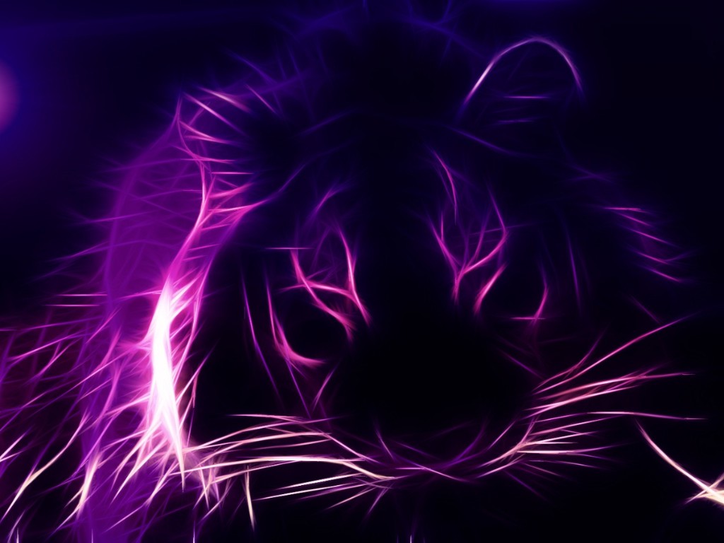 Фото Сиреневый неоновый рисунок тигра