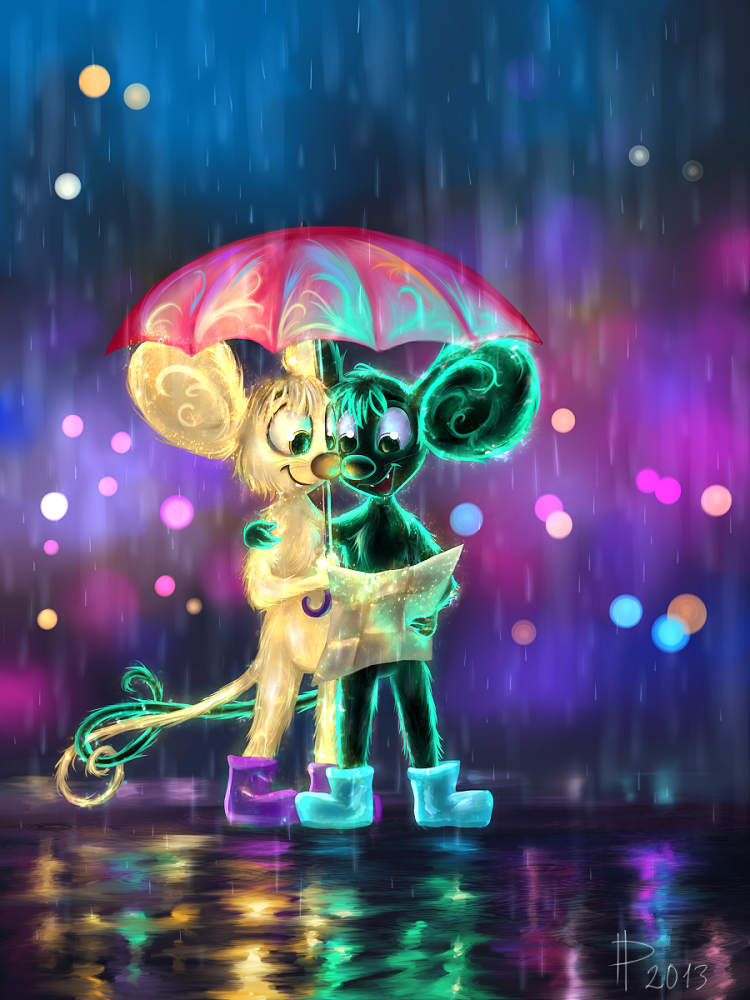 Фото Два чудика с зонтом под дождем, автор Rom-Art