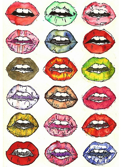 Фото Множество разноцветных губ