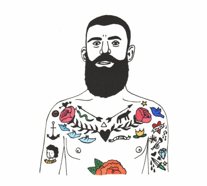 Фото Татуированный мужчина с бородой