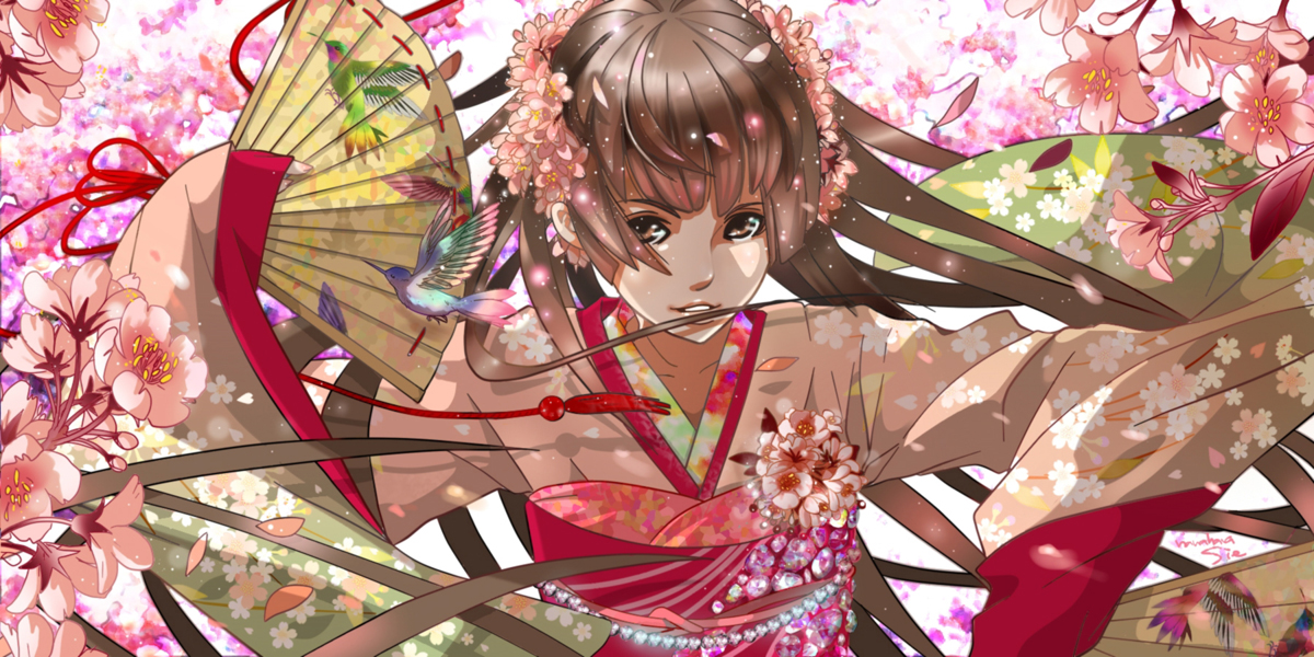 Анимедей. Кимоно и юката. Девушка в кимоно.