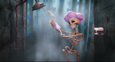 Фото Скелет, принимающий горячий душ, момент из мультфильма Hotel Transylvania / Монстры на каникулах