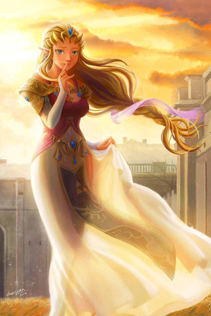 Фото Принцесса Зельда / Zelda из игры The Legend of Zelda, с развивающимся платьем на закате, художница chanseven