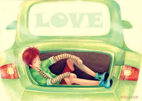 Лов машина. Рисунок любовь в машине. Спят в машине иллюстрация. Парень в машине рисунок.