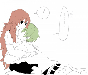 Фото Парень с зелеными волосами целует девушку в шею