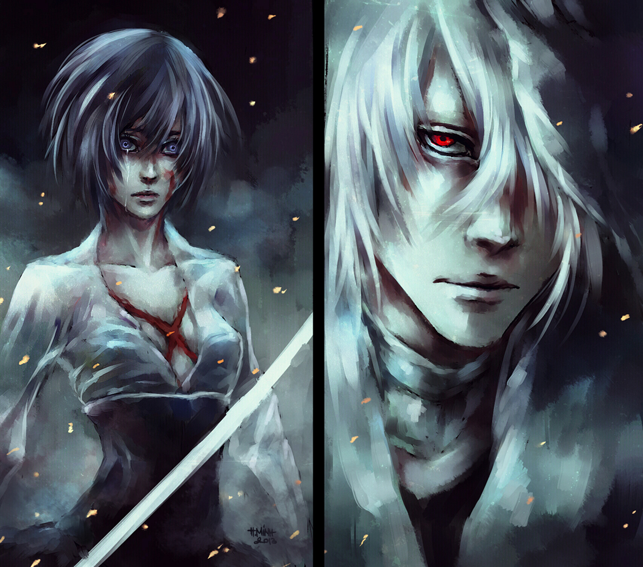 Photo Heine Rammsteiner Haine Rammsteiner And Fuyumine Naoto Naoto Fulmine From The Anime Dogs Stray Dogs Howling In The Dark Dogs Stray Dogs Howling In The Dark Art By Nanfe