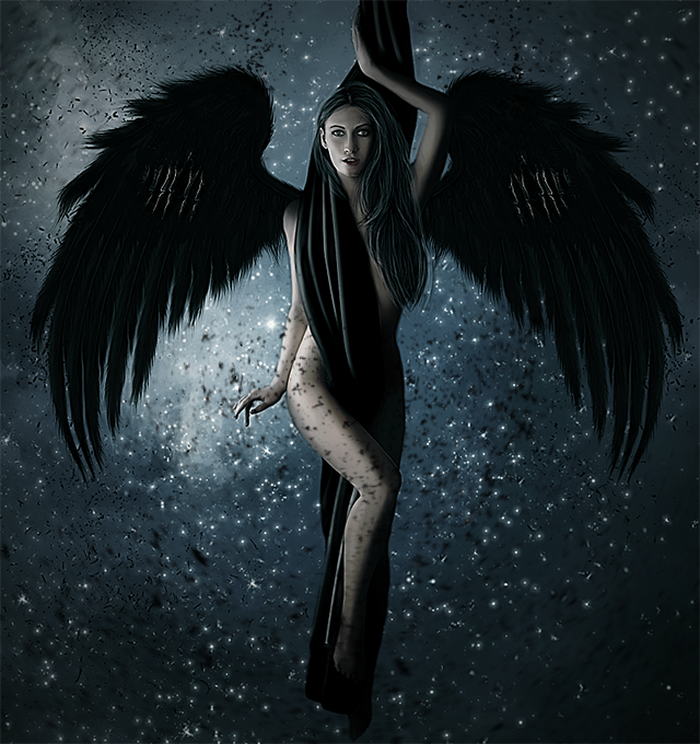 Девушка Ангел С Черными Крыльями Фото