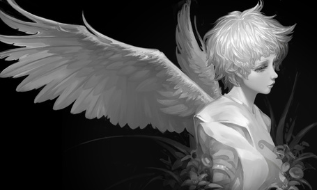 Фото Светловолосая девушка-ангел, art by 77hei