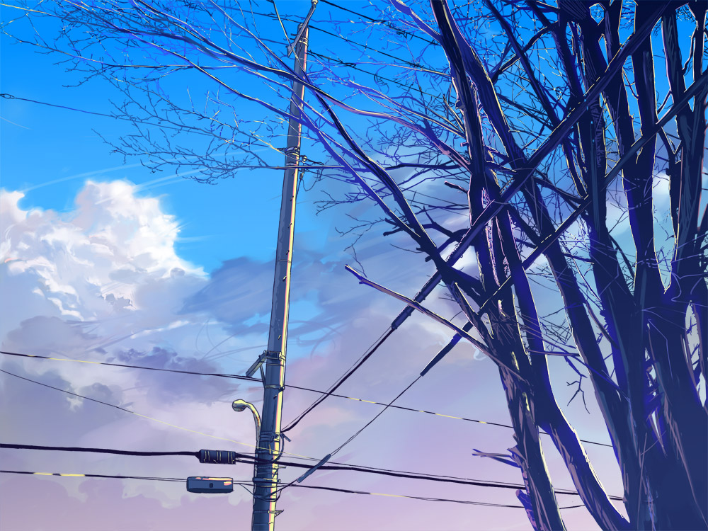 Фото Линии электропередач на фоне облачного неба, art by suchfolder
