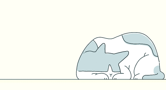 Фото Лежащему коту бросают мышку-игрушку на которую он только смотрит. Работа японского аниматора Hama-House