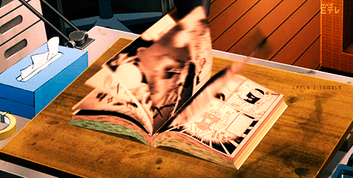 Фото Листающаяся на столе манга, фрагмент из аниме Бакуман / Bakuman