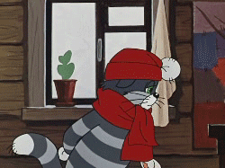 Фото Кот Матроскин стучит себе по лбу, мультфильм Зима в Простоквашино