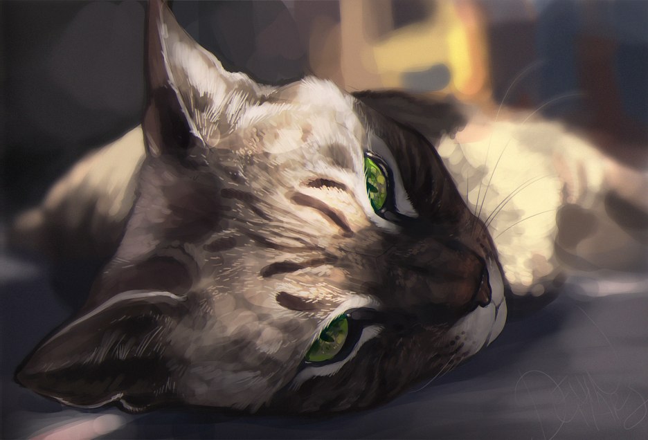 Фото Кошка с зелеными глазами