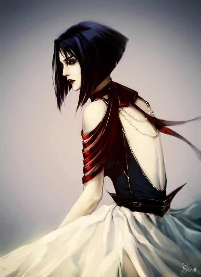 Emo anime girl with black hair