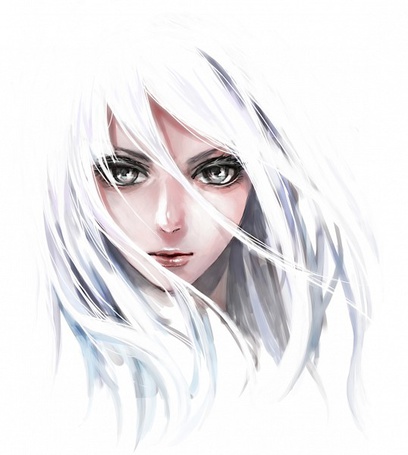 Anime girl with silver eyes