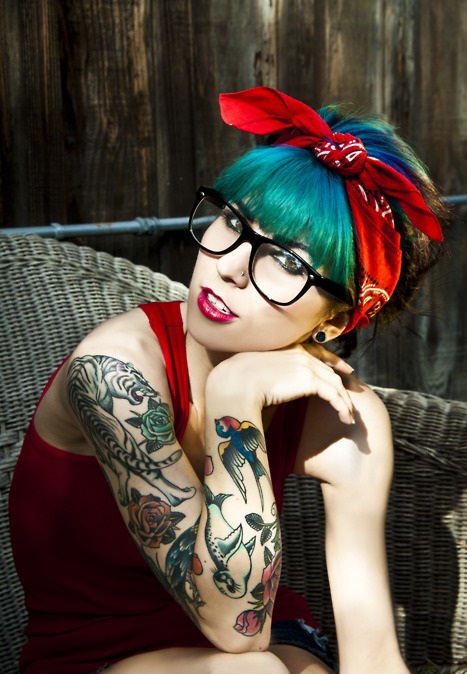 Glasses retro tattoo outdoor