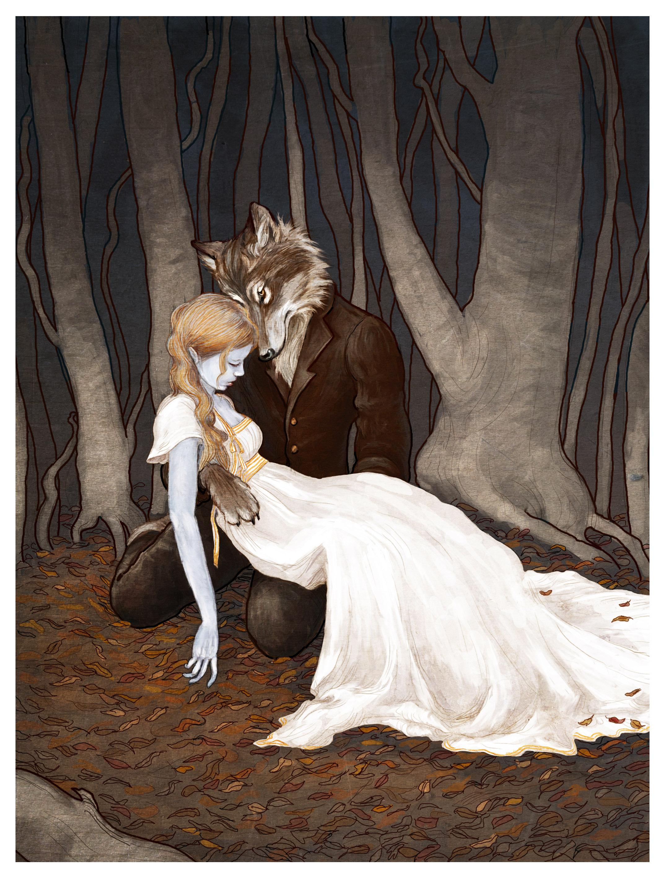 Фото Мужчина - волк держит мертвую девушку, art by bluefooted