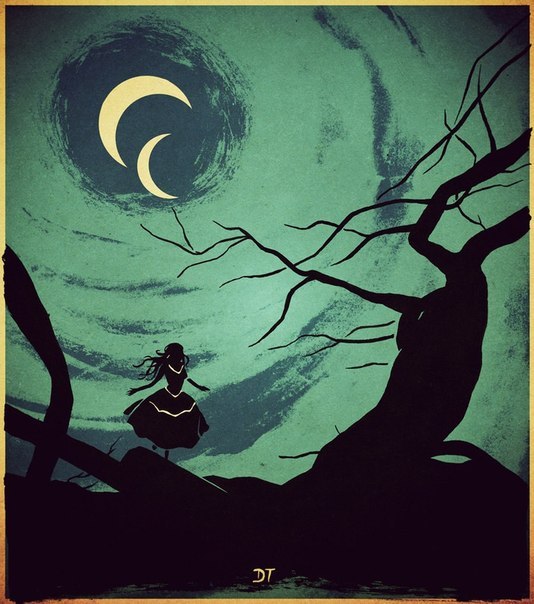 Фото Девушка стоит у большого дерева на фоне ночного неба