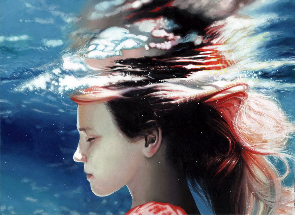 Фото Девушка под водой, art by designer356