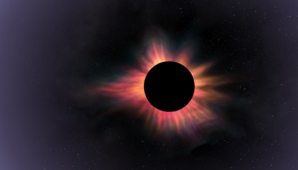Фото Солнечное затмение, когда планета закрыла собой Солнце и видны только его протуберанцы