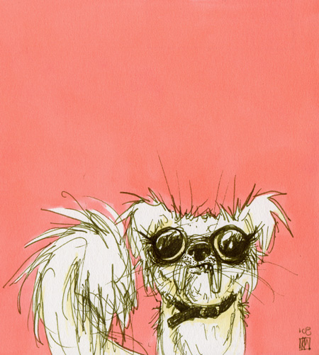 Фото Нарисованная собака в очках и в ошейнике