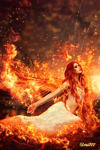 Фото Рыжеволосая девушка в огне