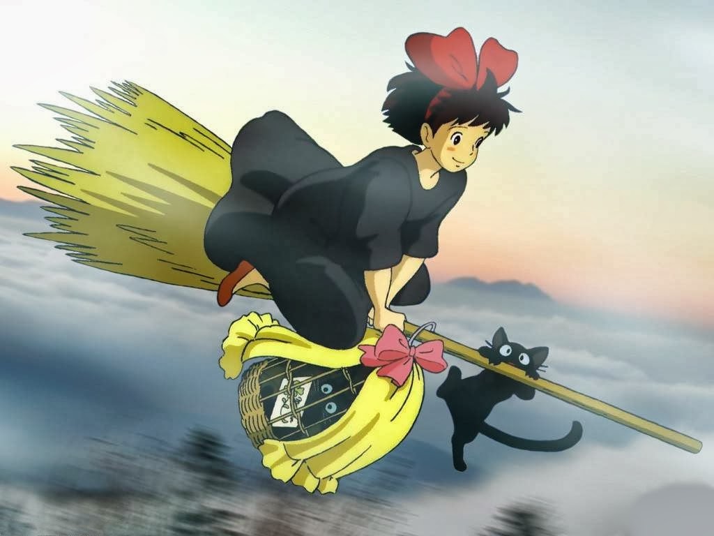 Фото Девочка с котом доставляют посылку из аниме Kikis delivery Service /  Ведьмина служба доставки