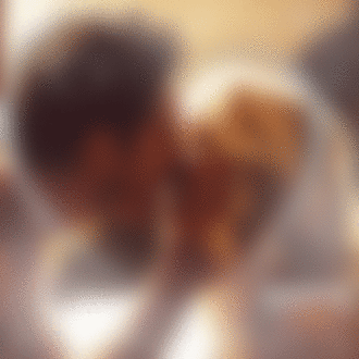 Фото Парень с девушкой целуются, вокруг сверкающие звездочки, сердечки, надпись LOVE / любовь