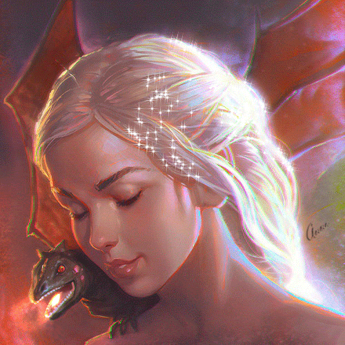 Фото Dayeneris Targaryen / Дайенерис Таргариен из сериала Game of Thrones / Игра престолов с дракончиком на плече
