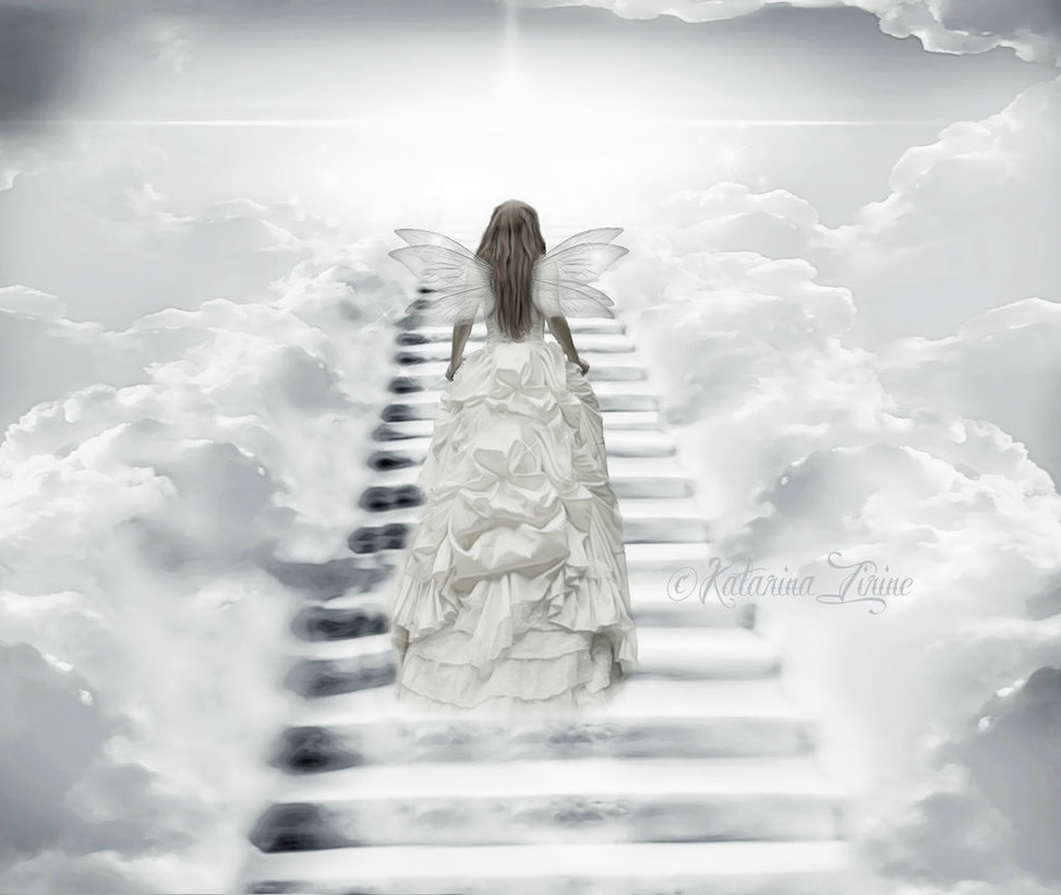 Умерший сразу в рай. Девушка уходит в небо. Ангел уходит в небо по лестнице. Девушка уходящая в небеса. Девушка уходящая в небо.