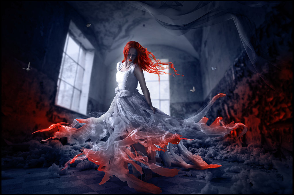 Фото Девушка в огненном платье