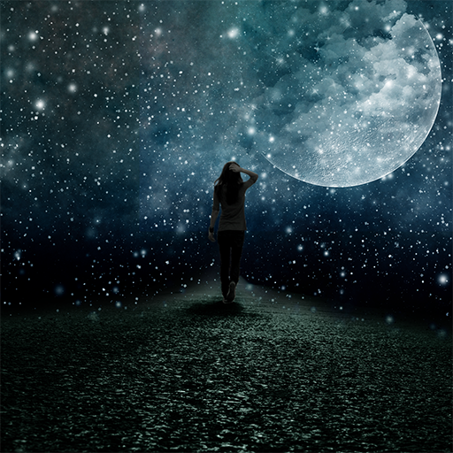 Фото Девушка стоит на фоне полной луны, by aastha2929