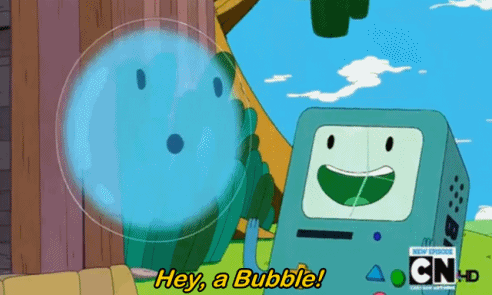 Фото Джейк / Jake прокалывает мыльный пузырь, чтобы напугать БиМО / BMO, (Hey, a Bubble! POP!), Adventure Time / Время Приключений